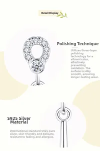 Macro shot of S925 sterling silver teardrop earrings with polished cubic zirconia stones