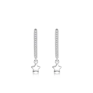 S925 Sterling Silver Star Drop Earrings For Women Elegant Korean Style Rhinestone Inlaid Dangle Earrings Fashion Jewelry Gift