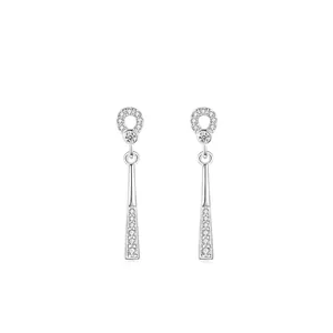 S925 Sterling Silver Geometric Drop Earrings For Women Simple Elegant Rhinestone Inlaid Long Bar Dangle Earrings Fashion Jewelry