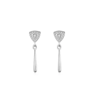 Minimalist 925 Sterling Silver Triangle Drop Earrings For Women Geometric Tapered Drip Rhinestone Fashion Jewelry Earring