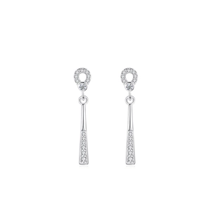 Elegant s925 sterling silver drop earrings with geometric pavé crystal accents