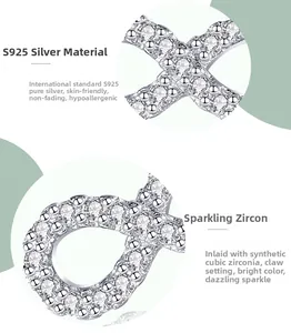 Detail von S925 Sterlingsilber Schleifen-Ohrringen mit Zirkonia in Krallenfassung