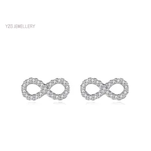 925 Sterlingsilber Unendlichkeit Ohrstecker Für Damen Einfache Pavé Zirkonia S925 Silber Modeschmuck Ästhetische Kleine Ohrringe