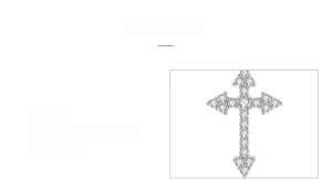 Detailed close-up of polished silver cross pendant with sparkling zirconia inlay