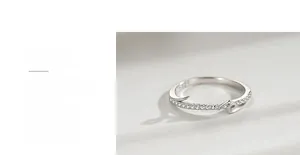 Gros plan détaillé de la bague Love en argent S925 avec pavage de zircons cubiques