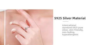 Détail d'une bague Love en argent S925 avec pavé de zircone sur le doigt