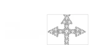 Detailed view of 925 sterling silver cross pendant with sparkling zircon micro-pave setting