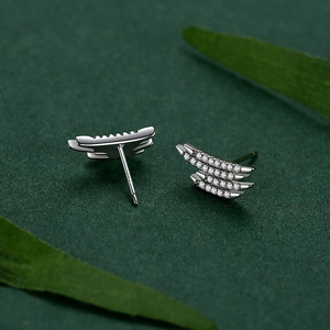 Minimalist s925 silver geometric stud earrings with sparkling pave zircon accents