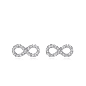 Funkelnde 925er Sterlingsilber Infinity-Schleifen-Ohrstecker mit klaren Zirkonsteinen