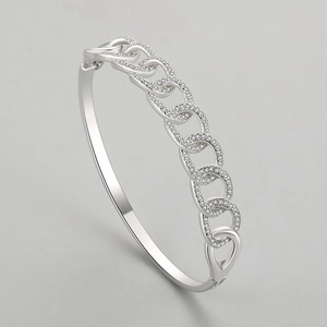 Bracciale a catena in argento S925 con cristalli pavé scintillanti e finitura lucida