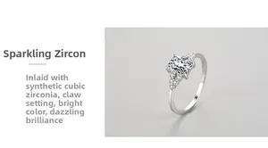 Detail of s925 silver ring featuring rectangular zircon with prong setting craft