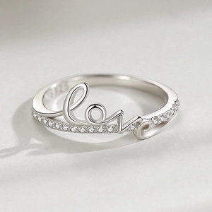 Bague Love élégante en argent sterling S925 ornée de micro-pavés de zircone cubique