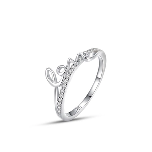 Bague élégante en argent S925 Love avec pavé de pierres pour un style minimaliste chic