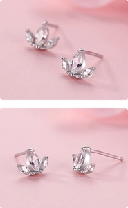 Detailed macro view showing the S925 hallmark on the silver crown stud earring set
