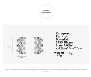 Detail specifications of s925 silver cube earrings with cubic zirconia stones