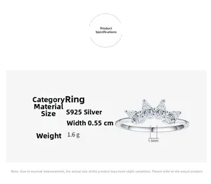 Detail specifications of S925 silver crown ring with teardrop cubic zirconia stones