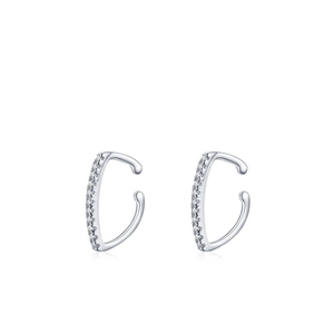Elegant S925 sterling silver ear cuffs with paved cubic zirconia in a minimalist C-shape