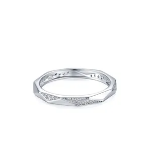 Bague en Argent Sterling 925 Design de Niche Polygone Géométrique pour Femme Minimaliste Zirconia Incrusté Bijoux Mode