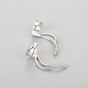 Orecchini a clip geometrici in argento 925 da donna con scintillanti pietre di zircone
