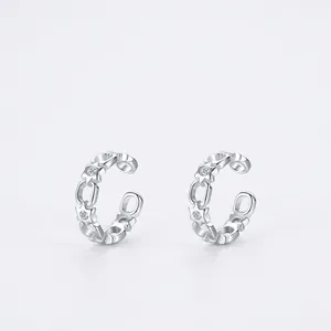 925 Sterling Silver Star Chain Ear Cuff No Piercing Rhinestone Minimalist Geometric Earclip Fashion Jewelry For Women