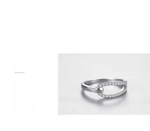Detailed view of s925 silver infinity ring featuring micro-pave zirconia with high polish