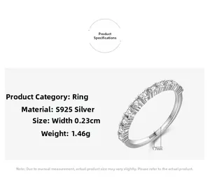S925 sterling silver eternity ring specs showing 0.23cm width and 1.46g weight