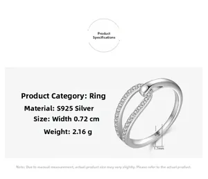 Detail showing S925 sterling silver cross hollow ring with dimensions and weight info