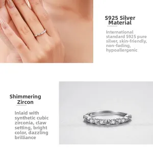 Détail d'une bague étoile en argent S925 sertie de zircons cubiques avec griffes