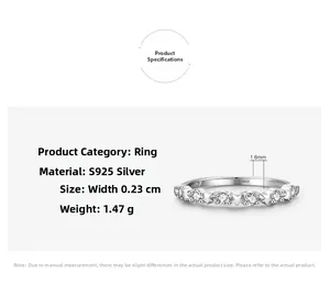 Vue détaillée de la bague étoile en argent S925 avec zircon et poinçon d'authenticité