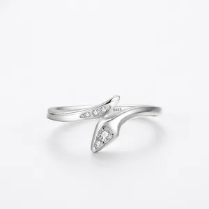 925 Sterling Silver Snake Ring For Women Elegant Micro Inlaid Zirconia Serpent Animal Shaped Ring Fashion Jewelry Gift
