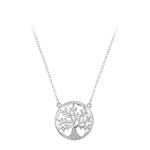 S925 Sterlingsilber Lebensbaum Anhänger Halskette Damen Hohl Rund Zirkonia Eingelegt Kette Elegant Pendler Schmuck Geschenk