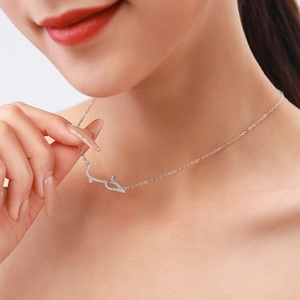 S925 sterling silver necklace featuring a sparkling crocodile pendant with micro zircons