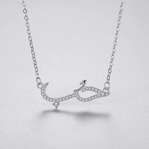 S925 sterling silver Arabic 'Hub' love pendant necklace with micro-pave crystals