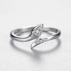 S925 sterling silver snake ring with cubic zirconia stones and polished finish