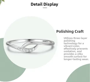 Detailed view of S925 sterling silver ring showing polished finish and zircon inlay
