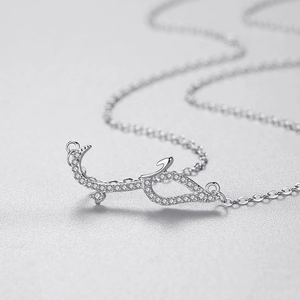 S925 sterling silver necklace featuring a micro-paved Arabic calligraphy 'Love' pendant