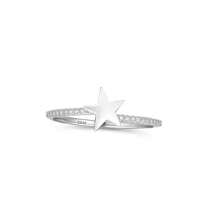 Bague Étoile en Argent Sterling 925 Pour Femme Bague de Doigt Minimaliste Avec Zirconia Incrusté Bijoux de Style Coréen Cadeau de Saint-Valentin