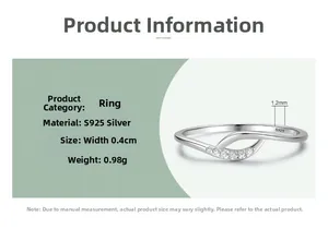 Macro detail of S925 sterling silver ring showing 0.4cm width and 0.98g weight specs