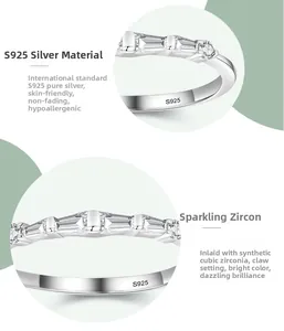 Detail of S925 sterling silver stamp and prong-set cubic zirconia on minimalist ring