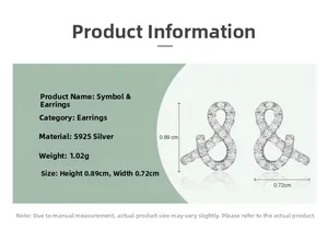 Spécifications détaillées de la taille des boucles d'oreilles esperluette en argent S925