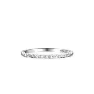 S925 Sterling Silver Zirconia Row Ring Minimalist Slim Band Stackable Finger Ring Fashion Luxury Jewelry For Women Gift