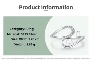 Détails techniques de la bague serpent en argent S925 avec perle et oxydes de zirconium