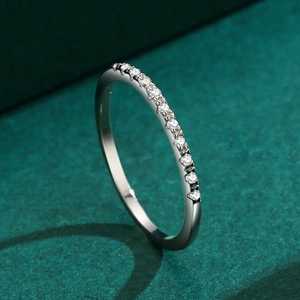 Elegant S925 sterling silver minimalist stackable ring with paved crystal zirconias