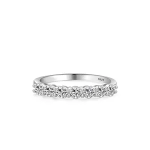 S925 Sterling Silver Inlaid Zirconia Row Ring For Women Elegant Minimalist Stackable Finger Ring Fashion Jewelry Gift
