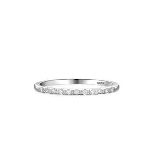 Elegant S925 sterling silver stackable ring with a row of sparkling cubic zirconia stones