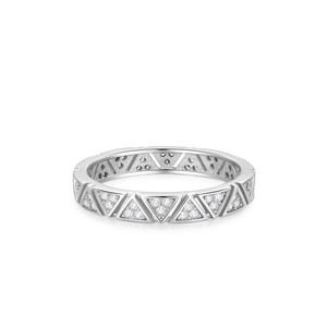 Elegant S925 silver ring featuring hollow geometric triangles and micro-pave crystals