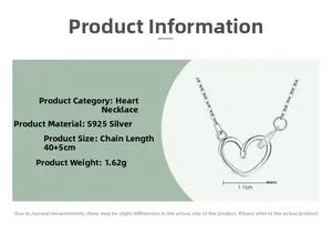 Détail du pendentif cœur creux en argent S925 avec zircons micro-incrustés