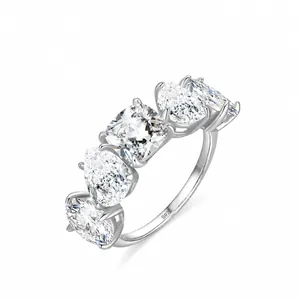 Anillo de Plata de Ley 925 Con Circonia de Corte Mixto para Mujer Alianza de Boda Lujosa Con Piedras en Forma de Pera Cojín y Óvalo