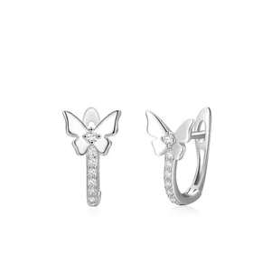 925 Sterling Silver Butterfly Bow Knot Hoop Earrings For Women Micro Inlaid Rhinestone Small Elegant Fashion Earring Jewelry