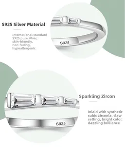 Détail macro du poinçon en argent S925 et du serti griffes avec zircone cubique carrée